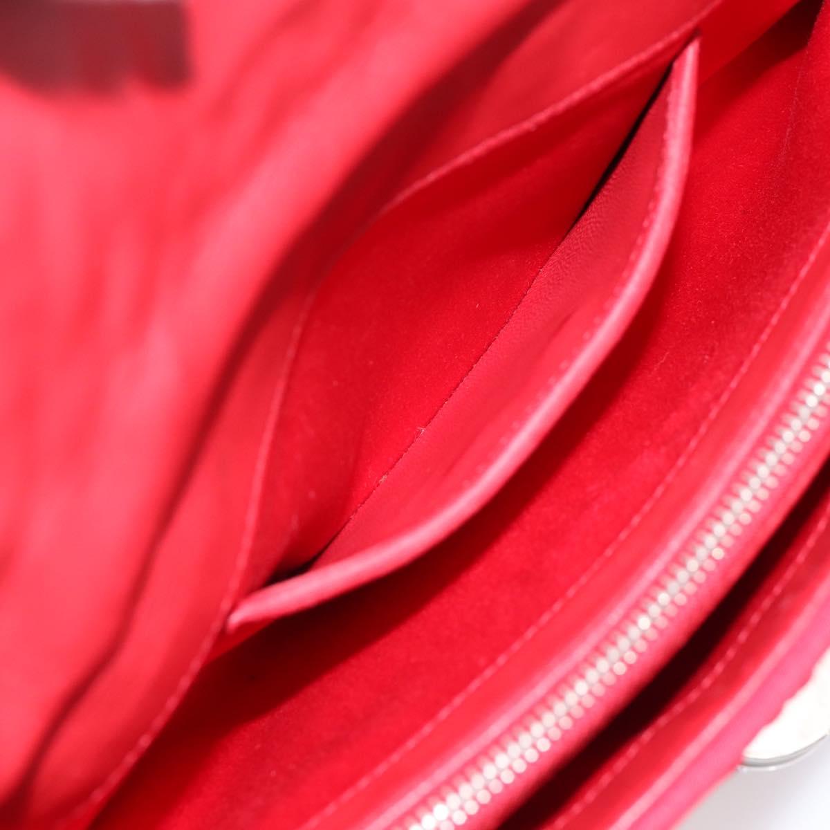 Miu Miu Matelasse Chain Shoulder Bag Nylon Red Silver Auth 198738A