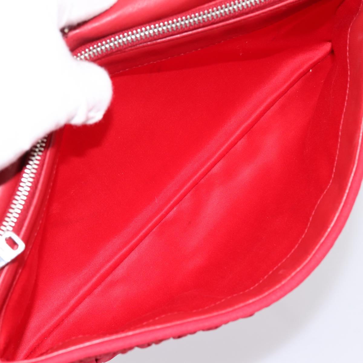 Miu Miu Matelasse Chain Shoulder Bag Nylon Red Silver Auth 198738A