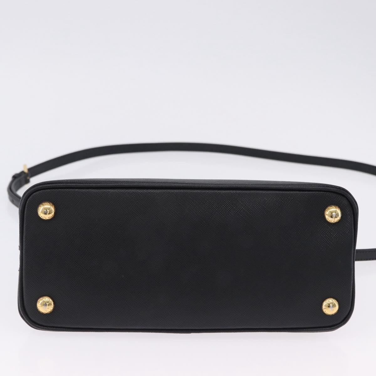 PRADA Hand Bag Saffiano leather 2way Black Gold Auth 198741V