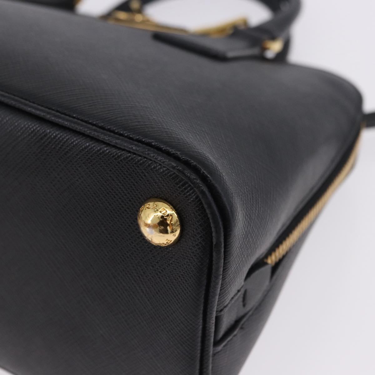 PRADA Hand Bag Saffiano leather 2way Black Gold Auth 198741V
