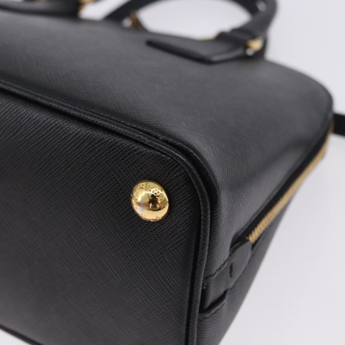 PRADA Hand Bag Saffiano leather 2way Black Gold Auth 198741V