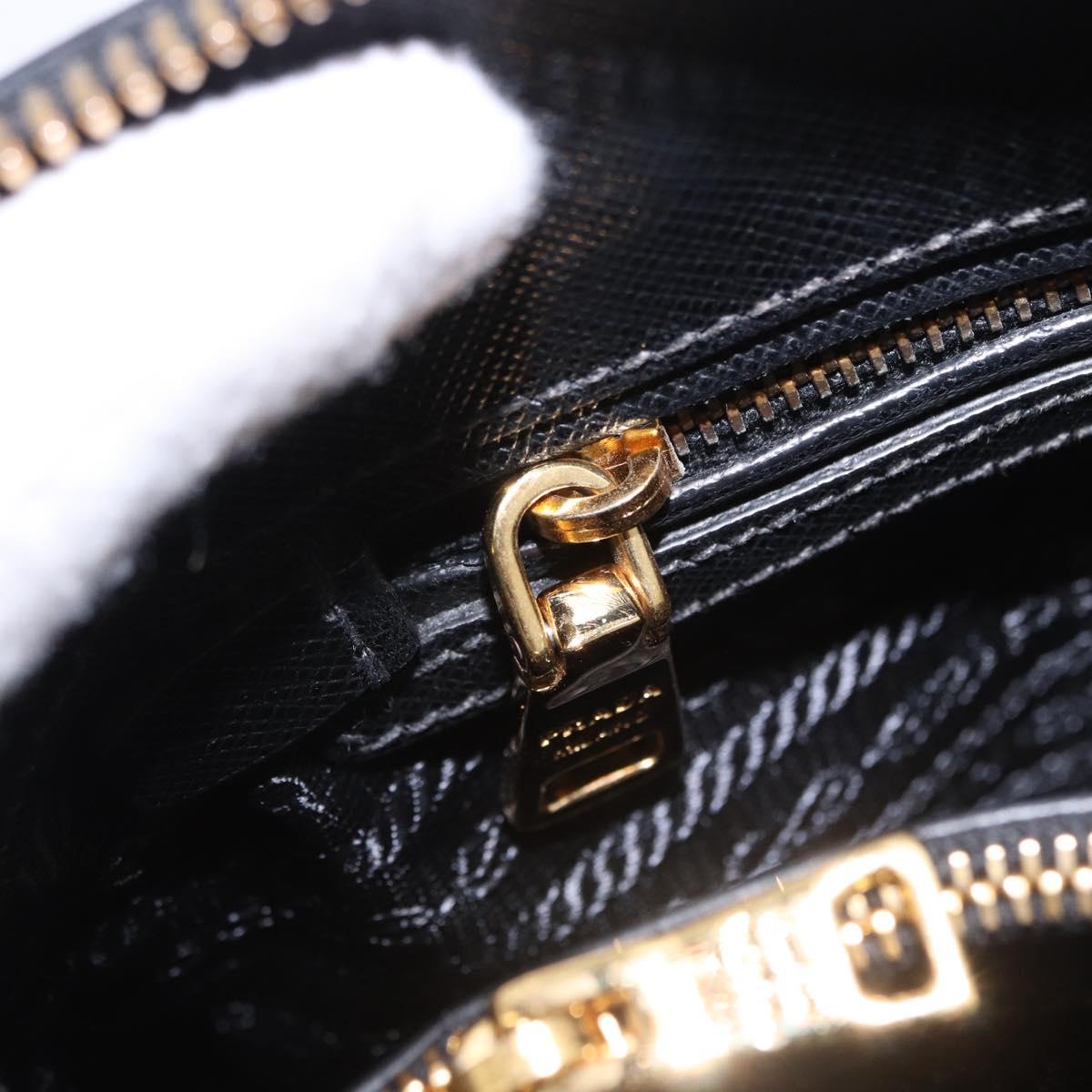 PRADA Hand Bag Saffiano leather 2way Black Gold Auth 198741V