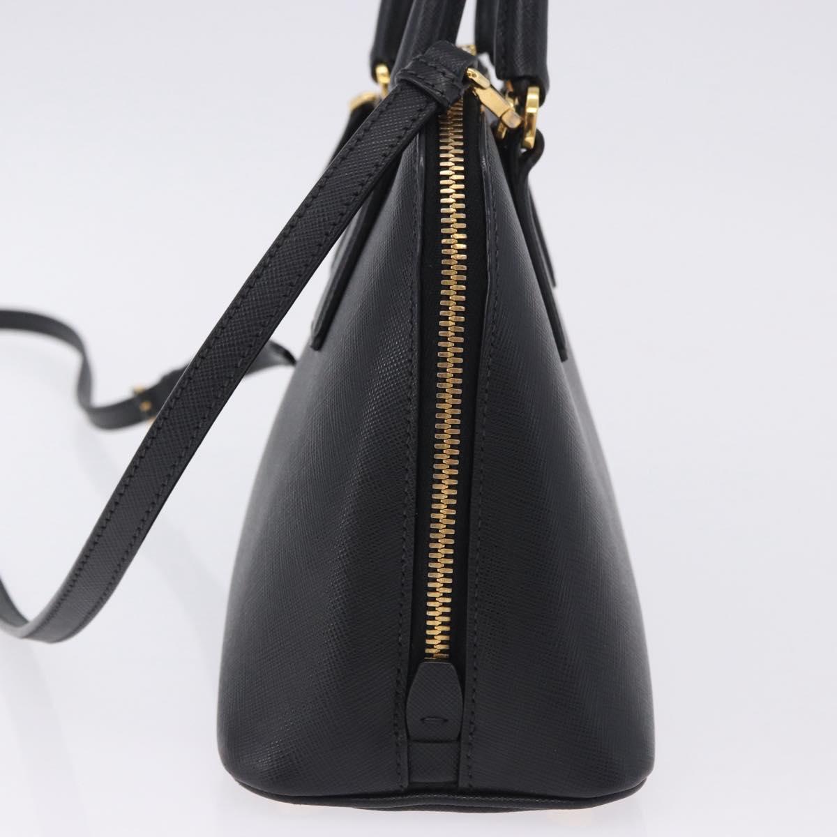 PRADA Hand Bag Saffiano leather 2way Black Gold Auth 198741V