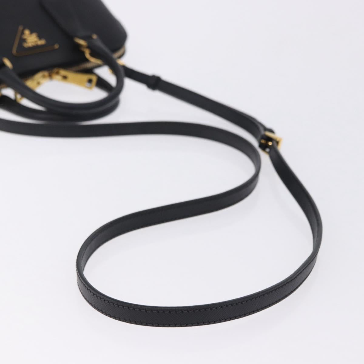 PRADA Hand Bag Saffiano leather 2way Black Gold Auth 198741V