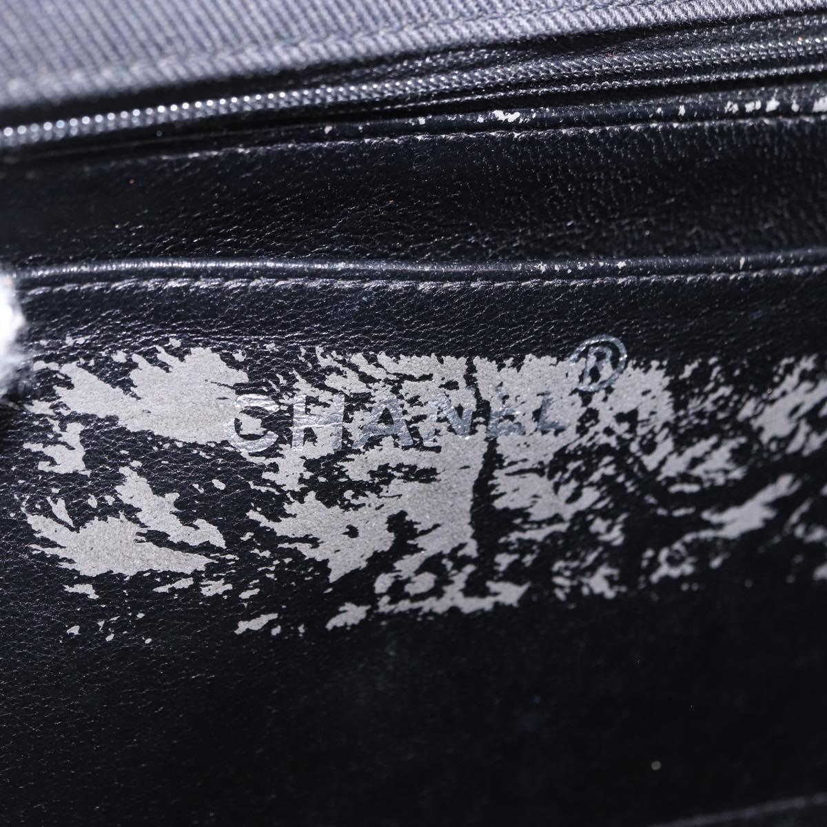 CHANEL Matelasse25 Chain Shoulder Bag Canvas Black Silver CC Auth 198742