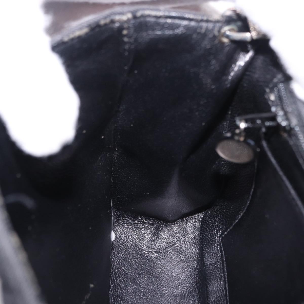 CHANEL Matelasse25 Chain Shoulder Bag Canvas Black Silver CC Auth 198742