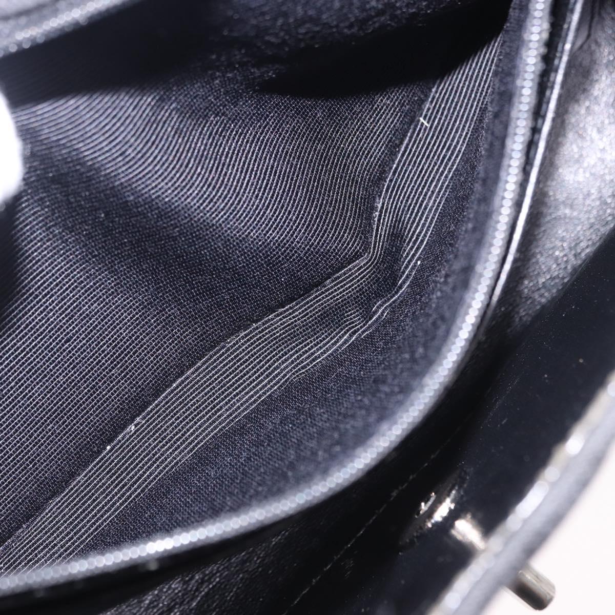 CHANEL Matelasse25 Chain Shoulder Bag Canvas Black Silver CC Auth 198742