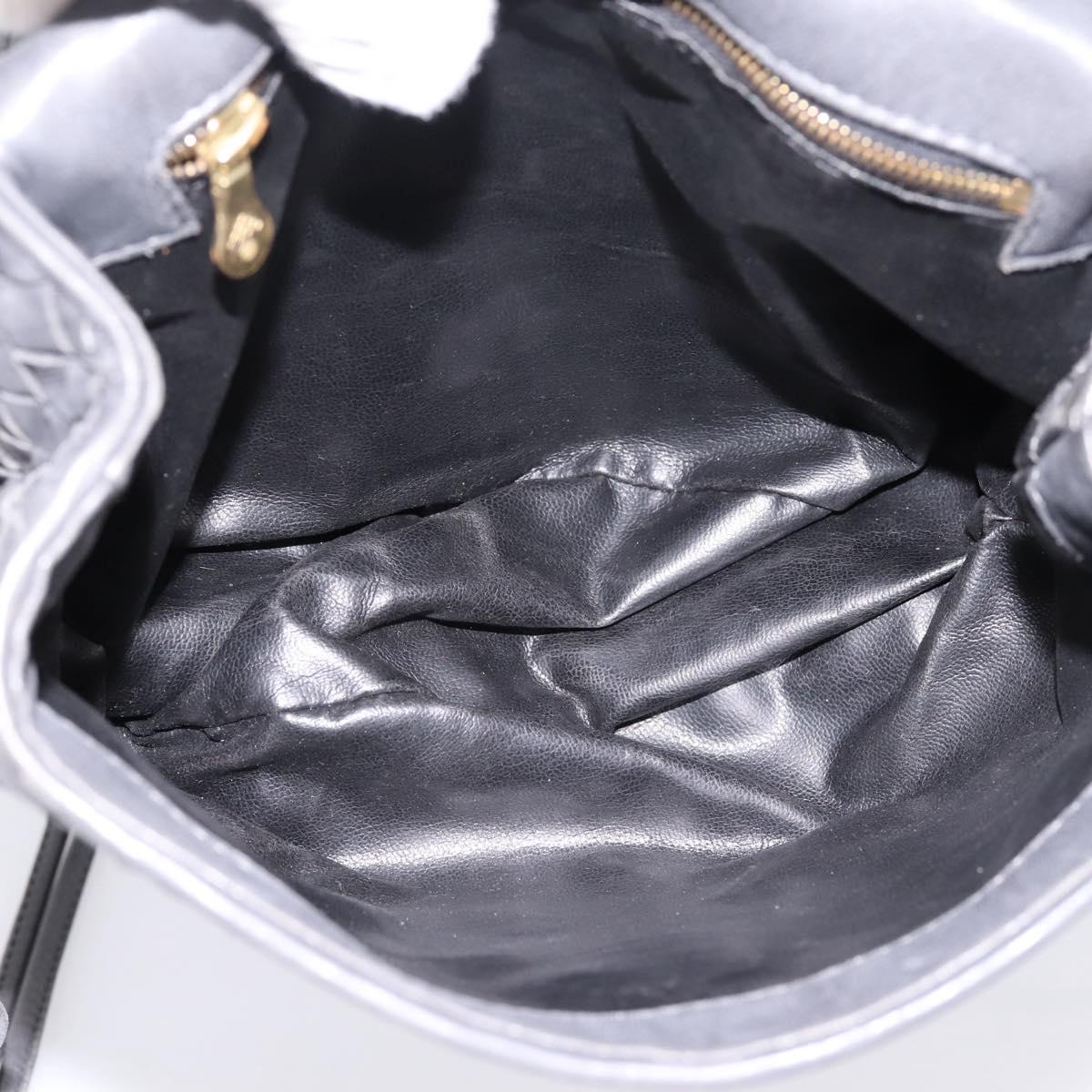 BOTTEGA VENETA INTRECCIATO Shoulder Bag Leather Gray Gold Auth 198743A