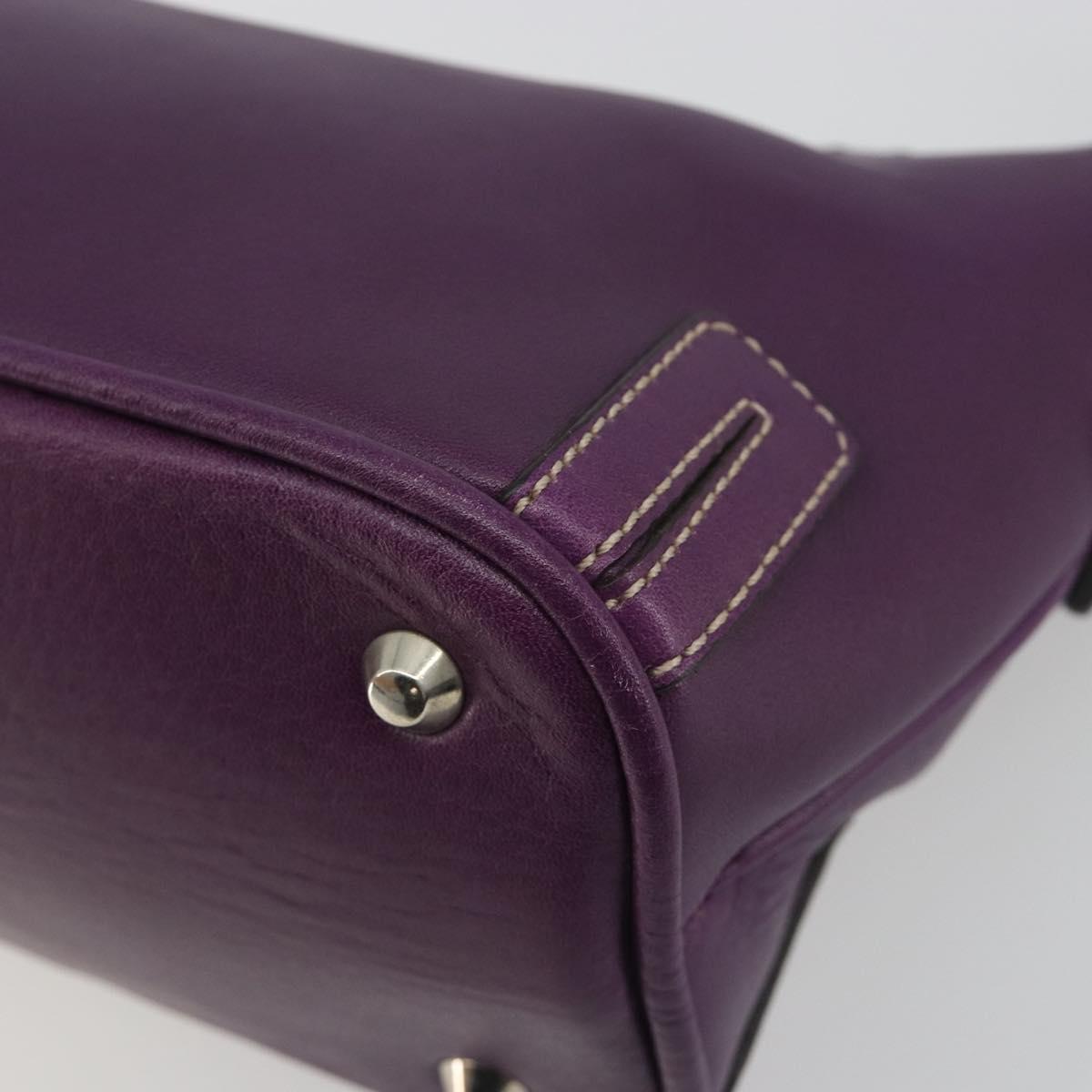 BURBERRY Shoulder Bag Leather Purple Silver Auth 198744A