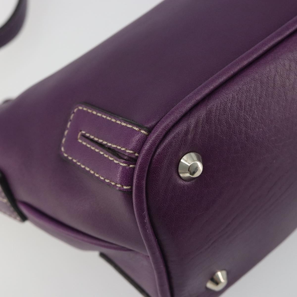 BURBERRY Shoulder Bag Leather Purple Silver Auth 198744A