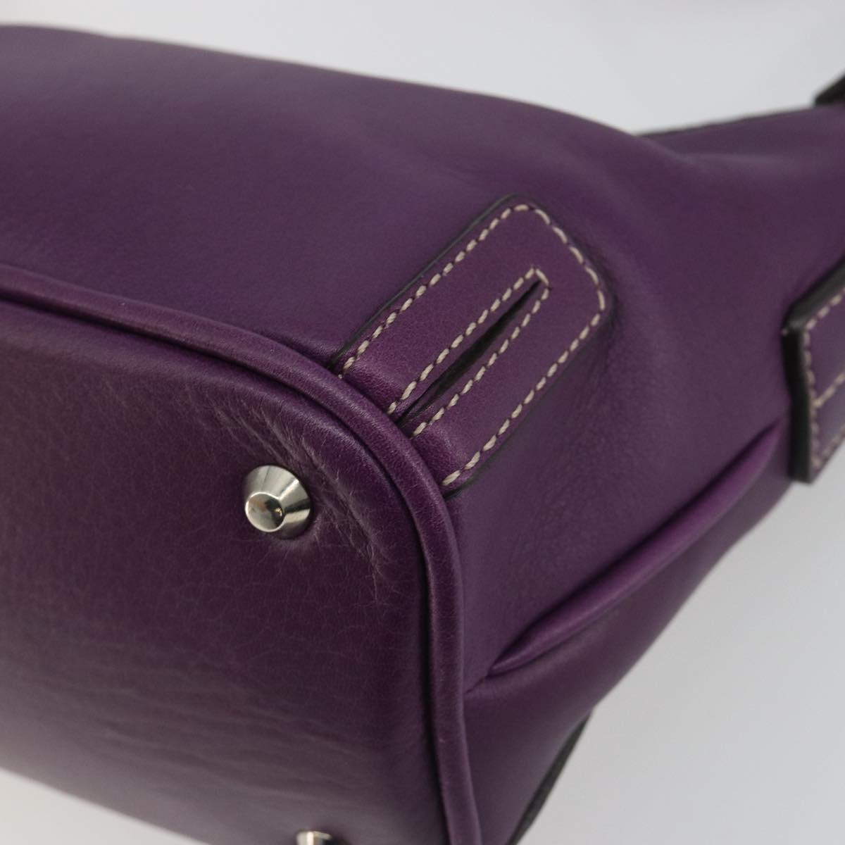 BURBERRY Shoulder Bag Leather Purple Silver Auth 198744A