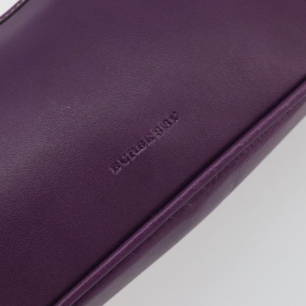 BURBERRY Shoulder Bag Leather Purple Silver Auth 198744A