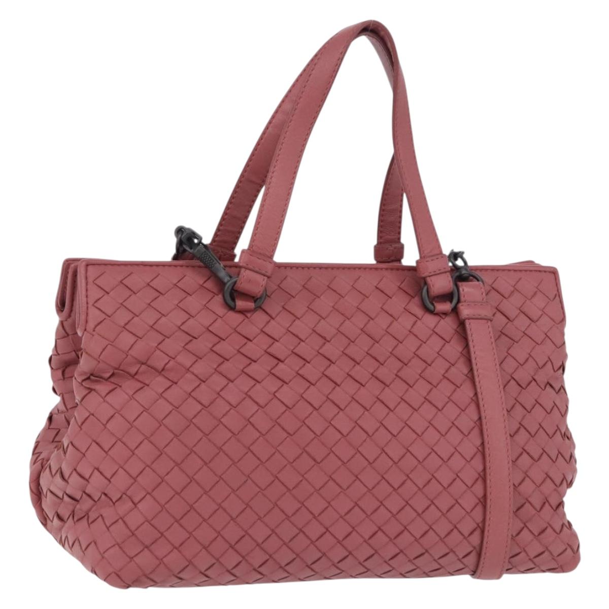 BOTTEGA VENETA INTRECCIATO Hand Bag Leather 2way Pink Auth 198745V