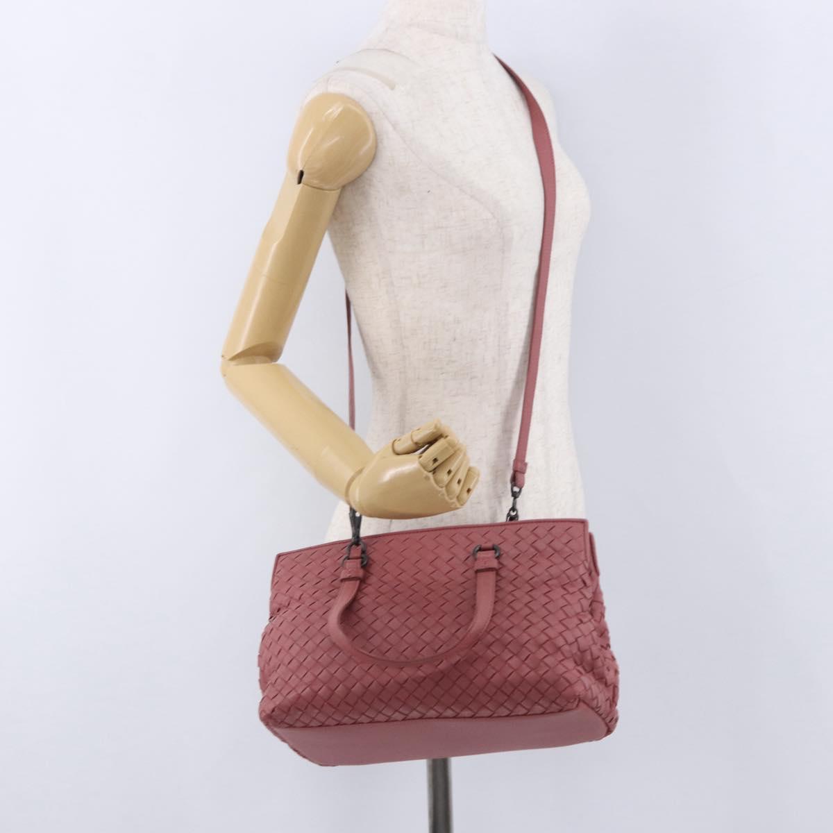 BOTTEGA VENETA INTRECCIATO Hand Bag Leather 2way Pink Auth 198745V