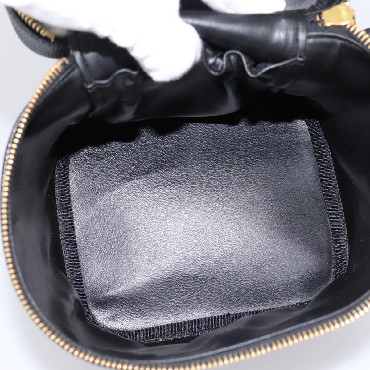 CHANEL COCO Mark Vanity Hand Bag Caviar Skin Black Gold CC Auth 198746V