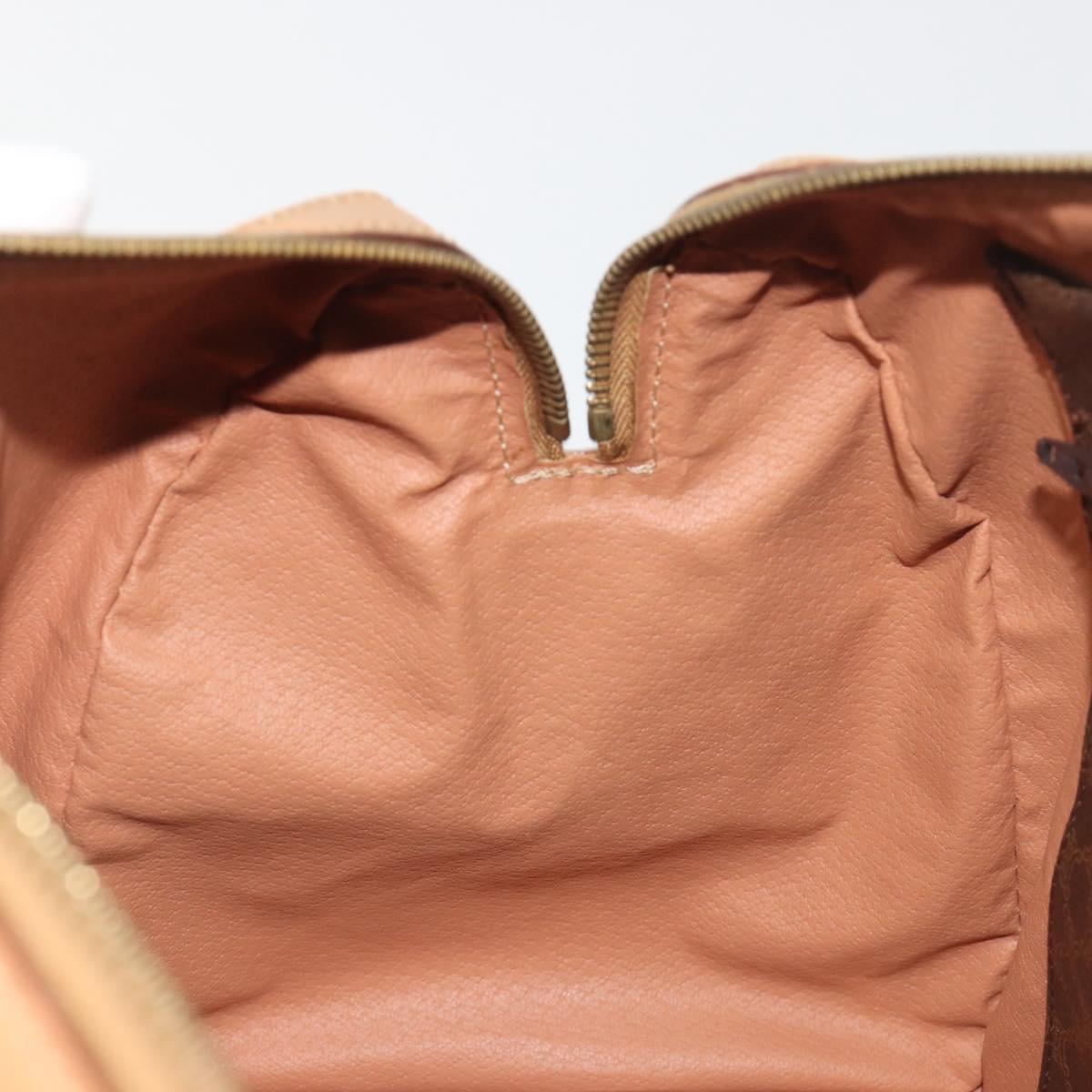 CELINE Macadam Canvas Boston Bag PVC Leather Brown Gold Auth 198748