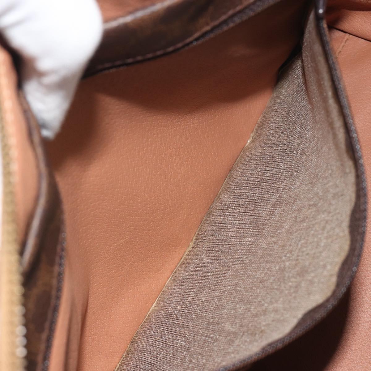CELINE Macadam Canvas Boston Bag PVC Leather Brown Gold Auth 198748