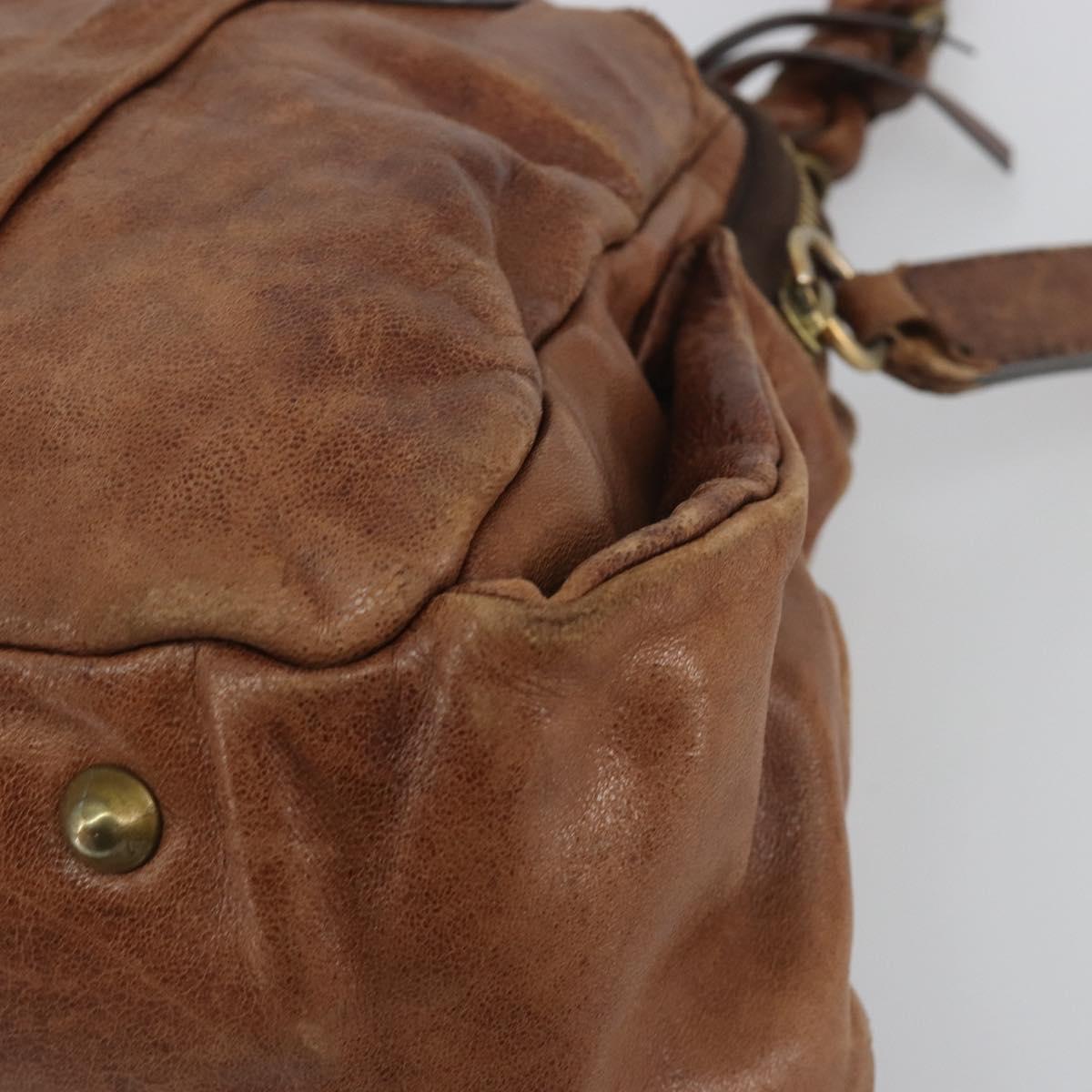 Chloe Hand Bag Leather Brown Gold Auth 198752