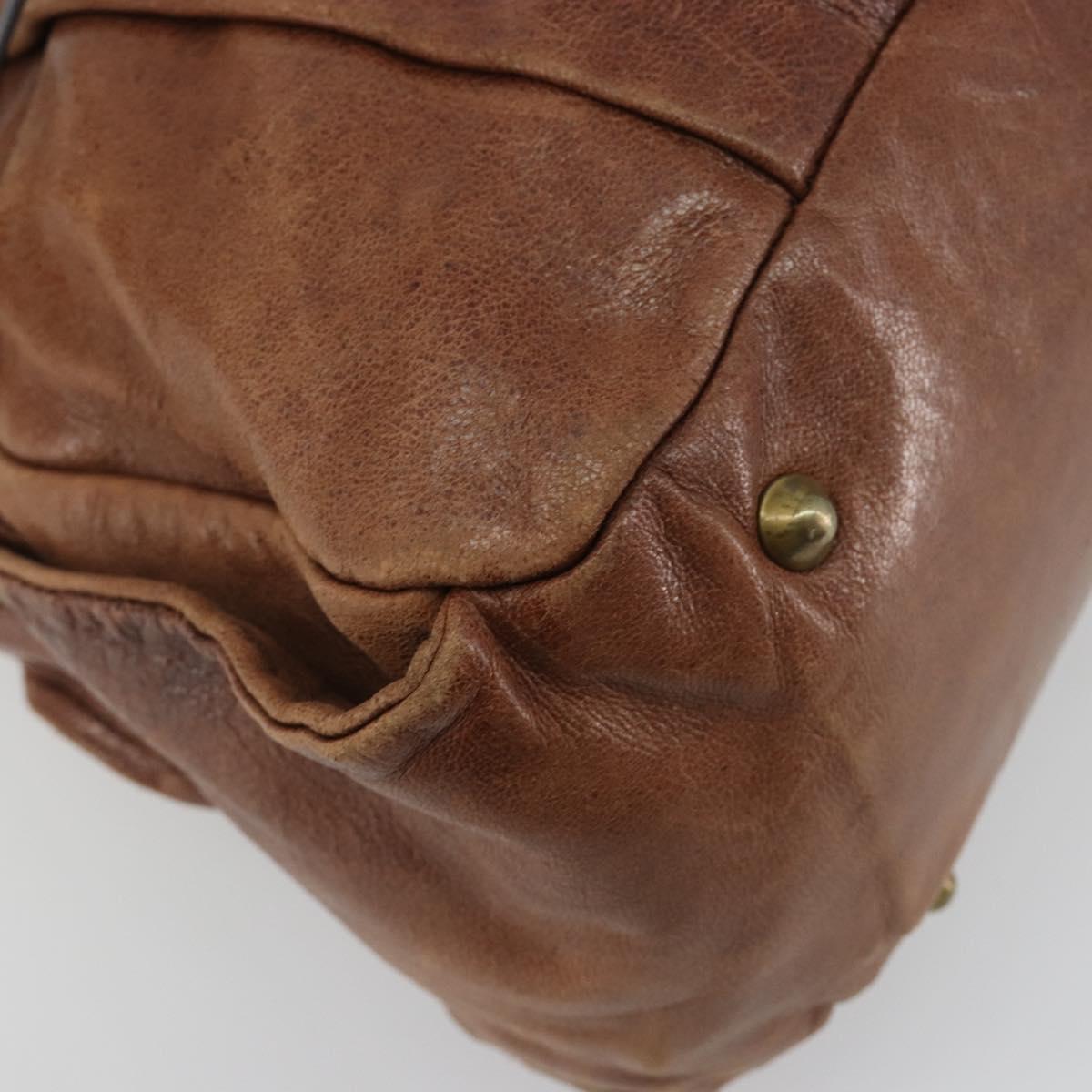 Chloe Hand Bag Leather Brown Gold Auth 198752