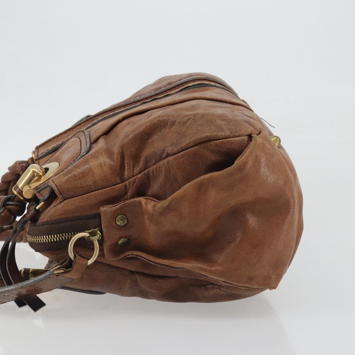 Chloe Hand Bag Leather Brown Gold Auth 198752
