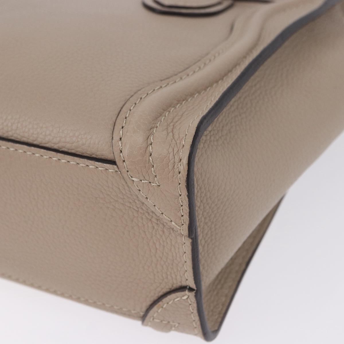 CELINE Luggage Nano Hand Bag Leather 2way Beige Auth 198753V