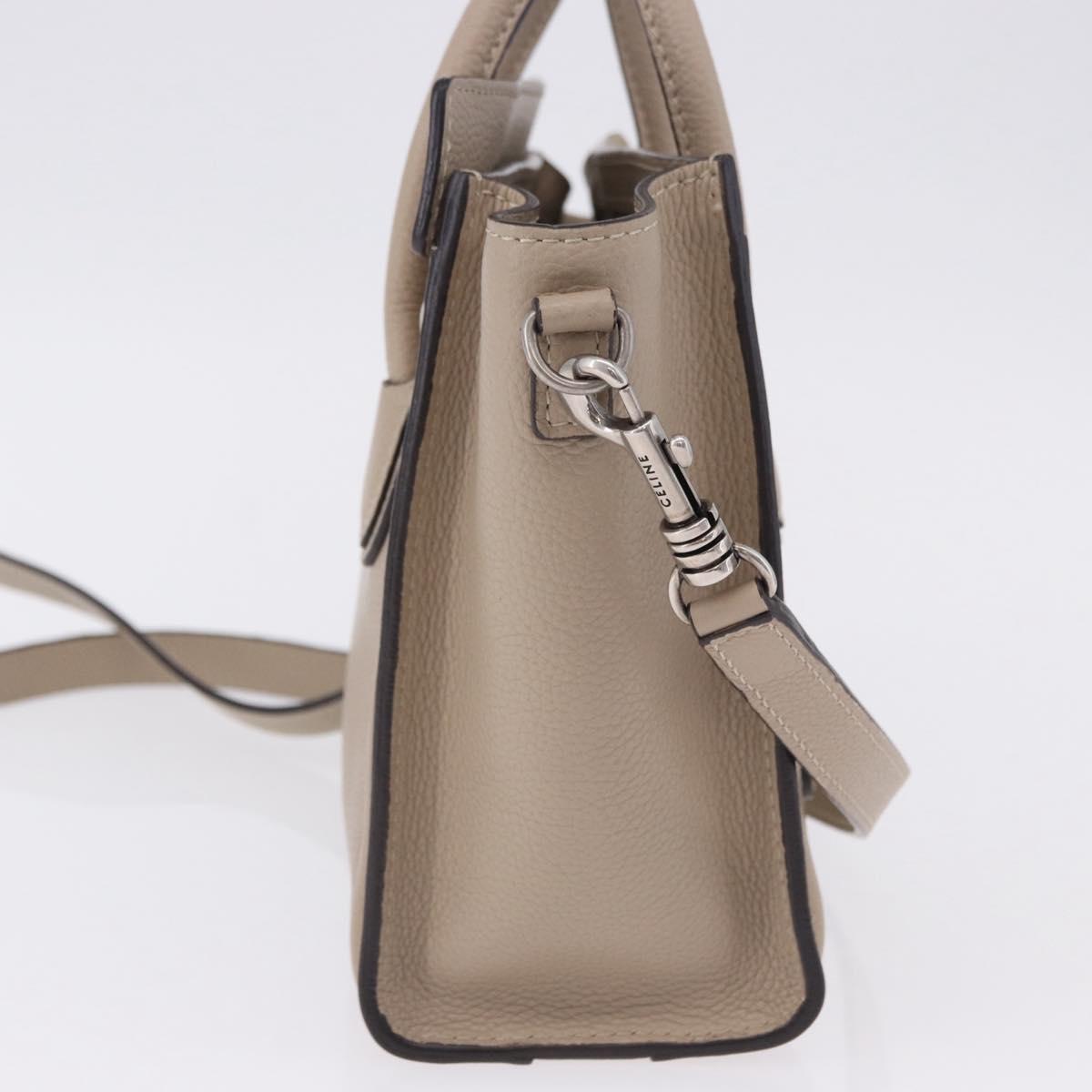 CELINE Luggage Nano Hand Bag Leather 2way Beige Auth 198753V