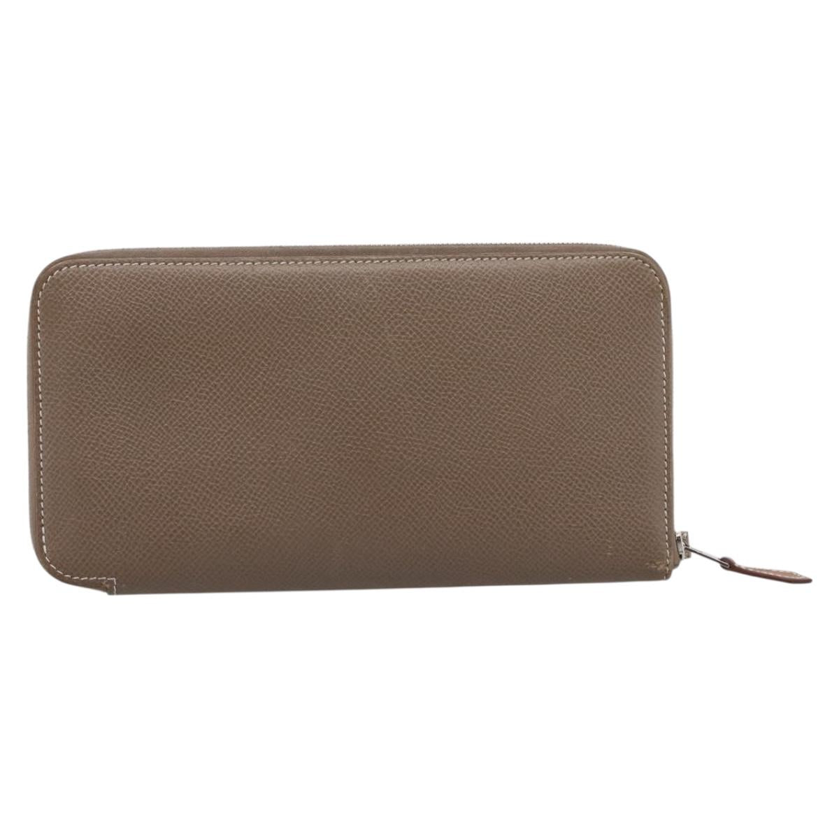 HERMES Azap Long Silk Inn Long Wallet Leather Beige Silver Auth 198757A