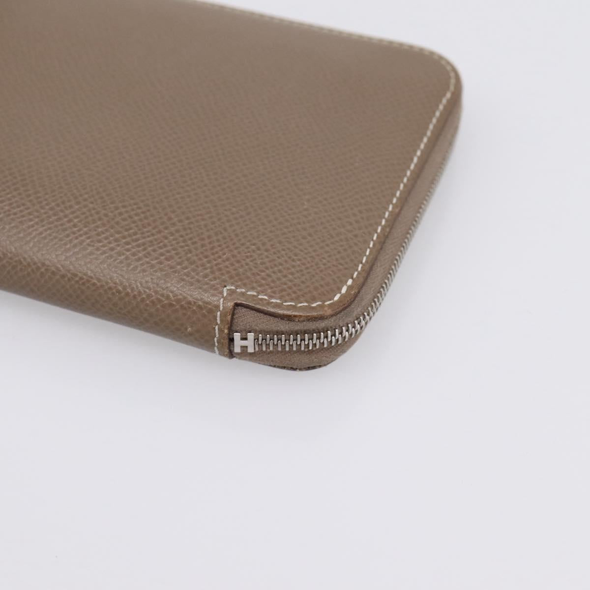 HERMES Azap Long Silk Inn Long Wallet Leather Beige Silver Auth 198757A