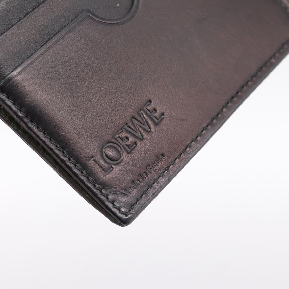 LOEWE Long Wallet Leather Green Silver Auth 198759A
