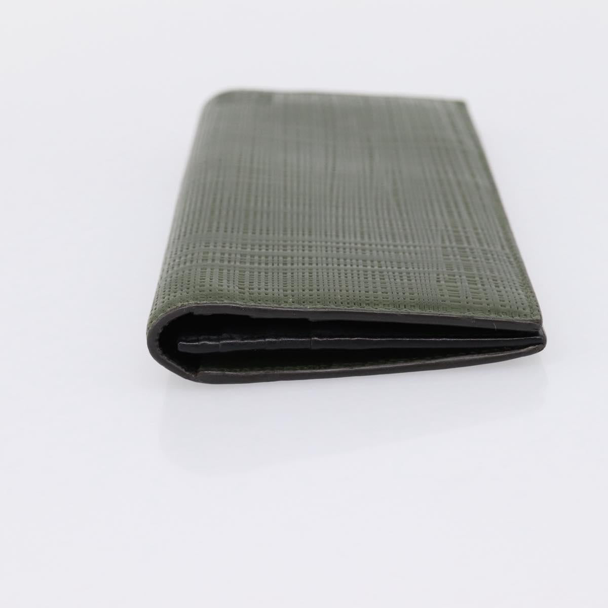 LOEWE Long Wallet Leather Green Silver Auth 198759A