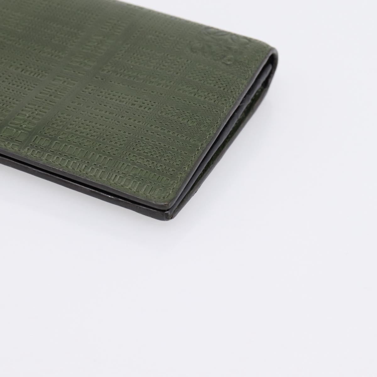 LOEWE Long Wallet Leather Green Silver Auth 198759A