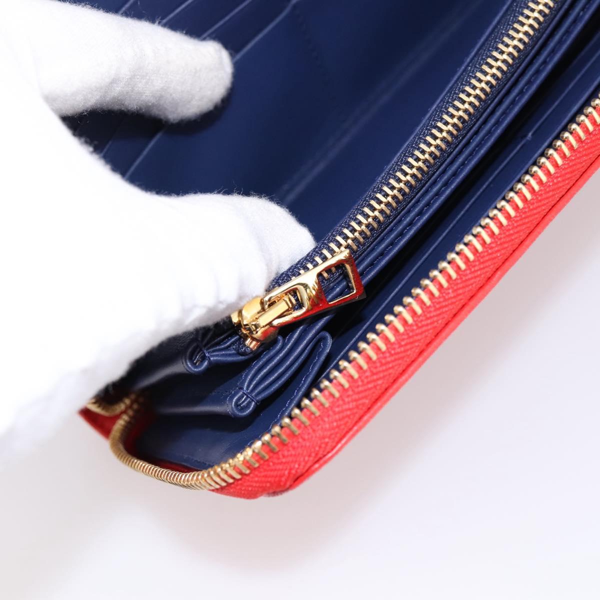 LOEWE Long Wallet Leather Red Gold Auth 198761M