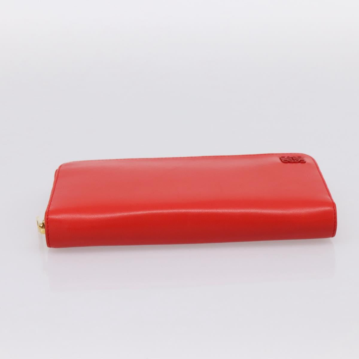 LOEWE Long Wallet Leather Red Gold Auth 198761M
