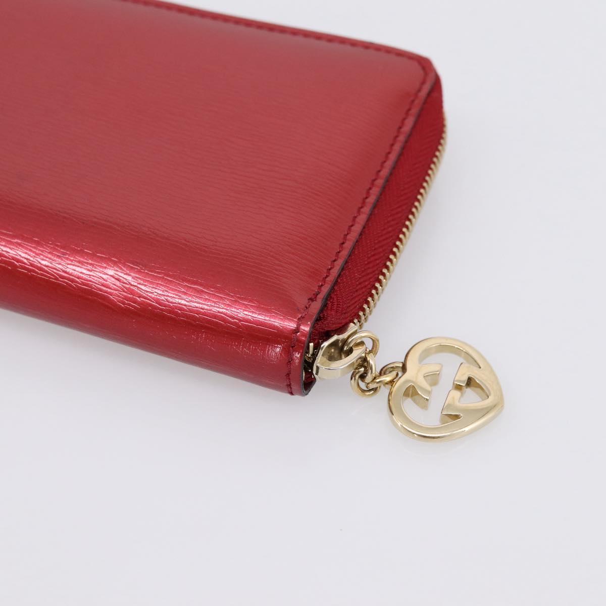 GUCCI Long Wallet Patent Leather Red Gold 308005 Auth 198762A