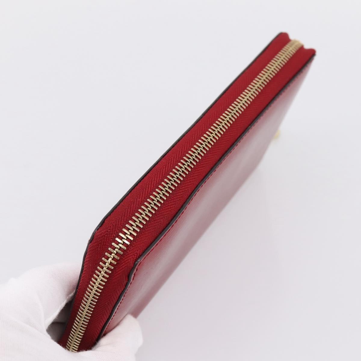 GUCCI Long Wallet Patent Leather Red Gold 308005 Auth 198762A