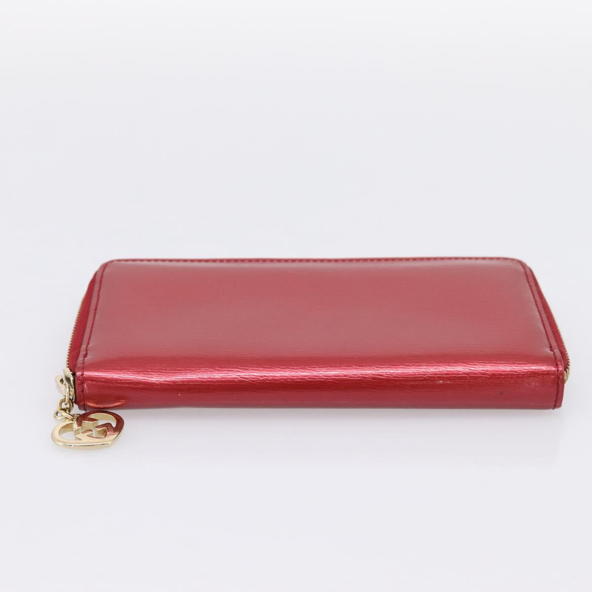 GUCCI Long Wallet Patent Leather Red Gold 308005 Auth 198762A