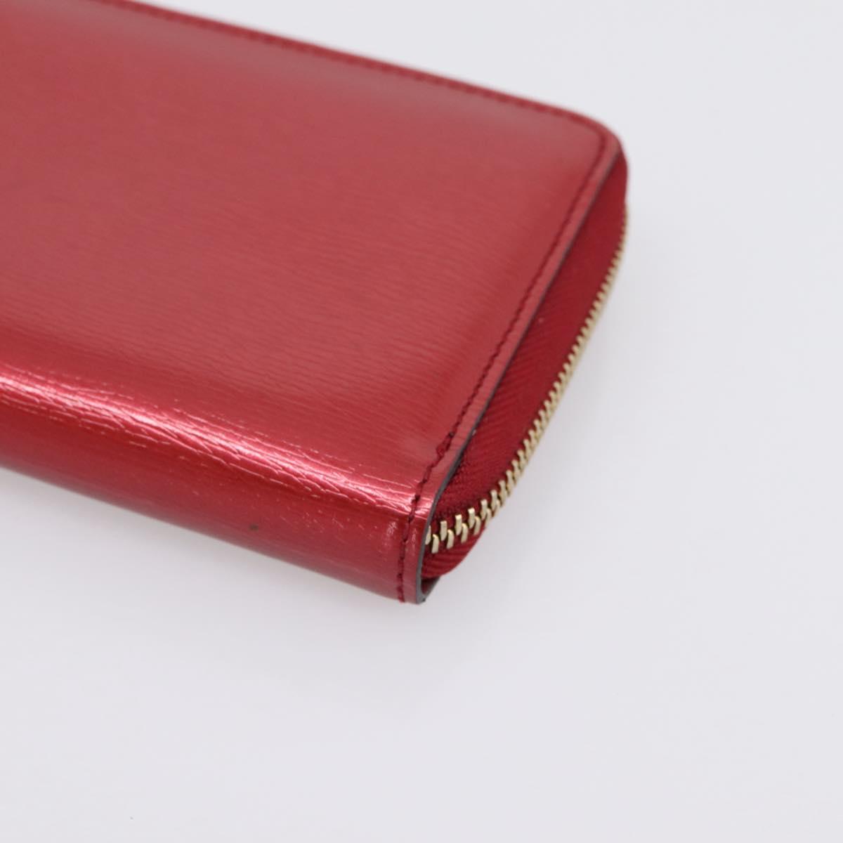 GUCCI Long Wallet Patent Leather Red Gold 308005 Auth 198762A