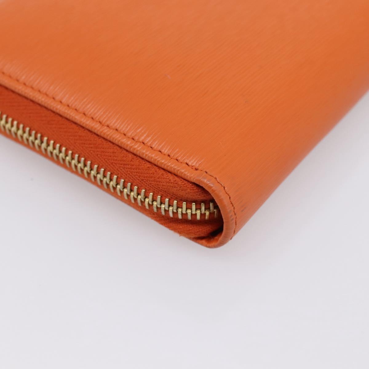 PRADA Long Wallet Leather Orange Gold Auth 198764A