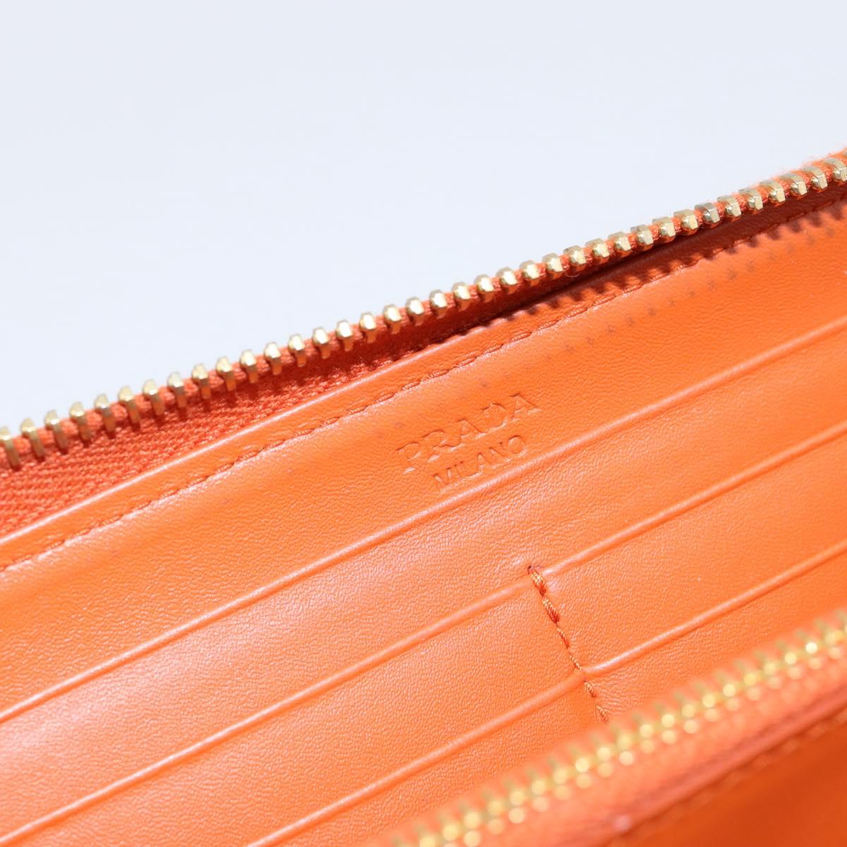 PRADA Long Wallet Leather Orange Gold Auth 198764A