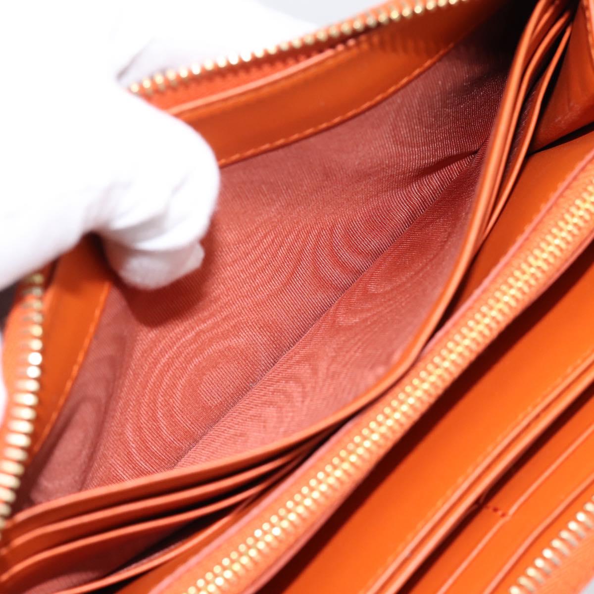 PRADA Long Wallet Leather Orange Gold Auth 198764A