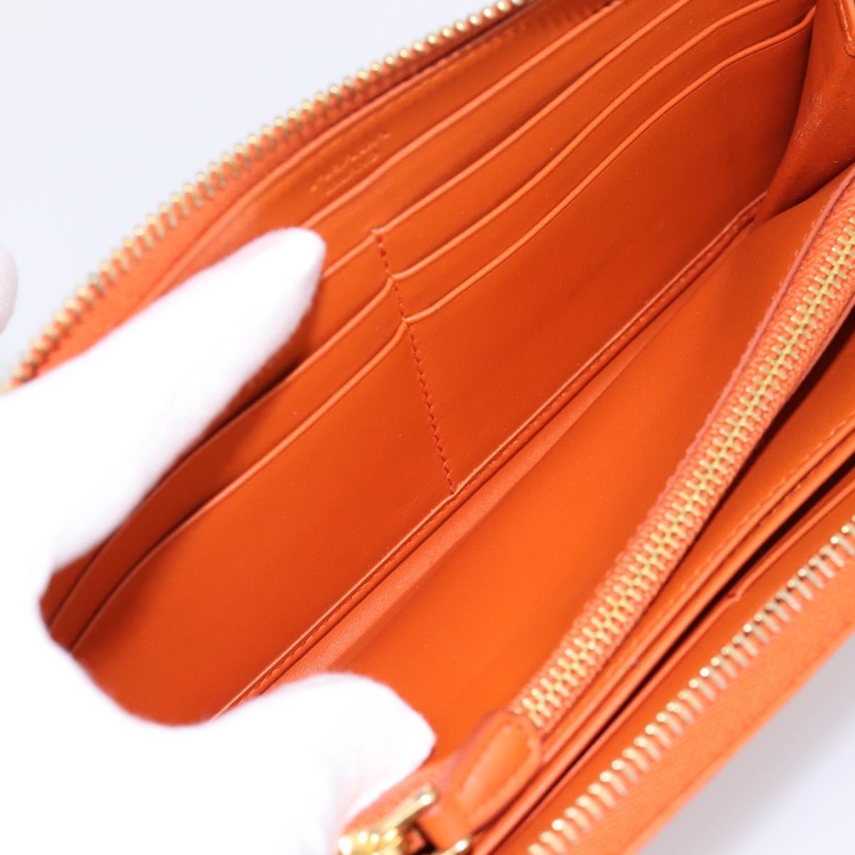 PRADA Long Wallet Leather Orange Gold Auth 198764A