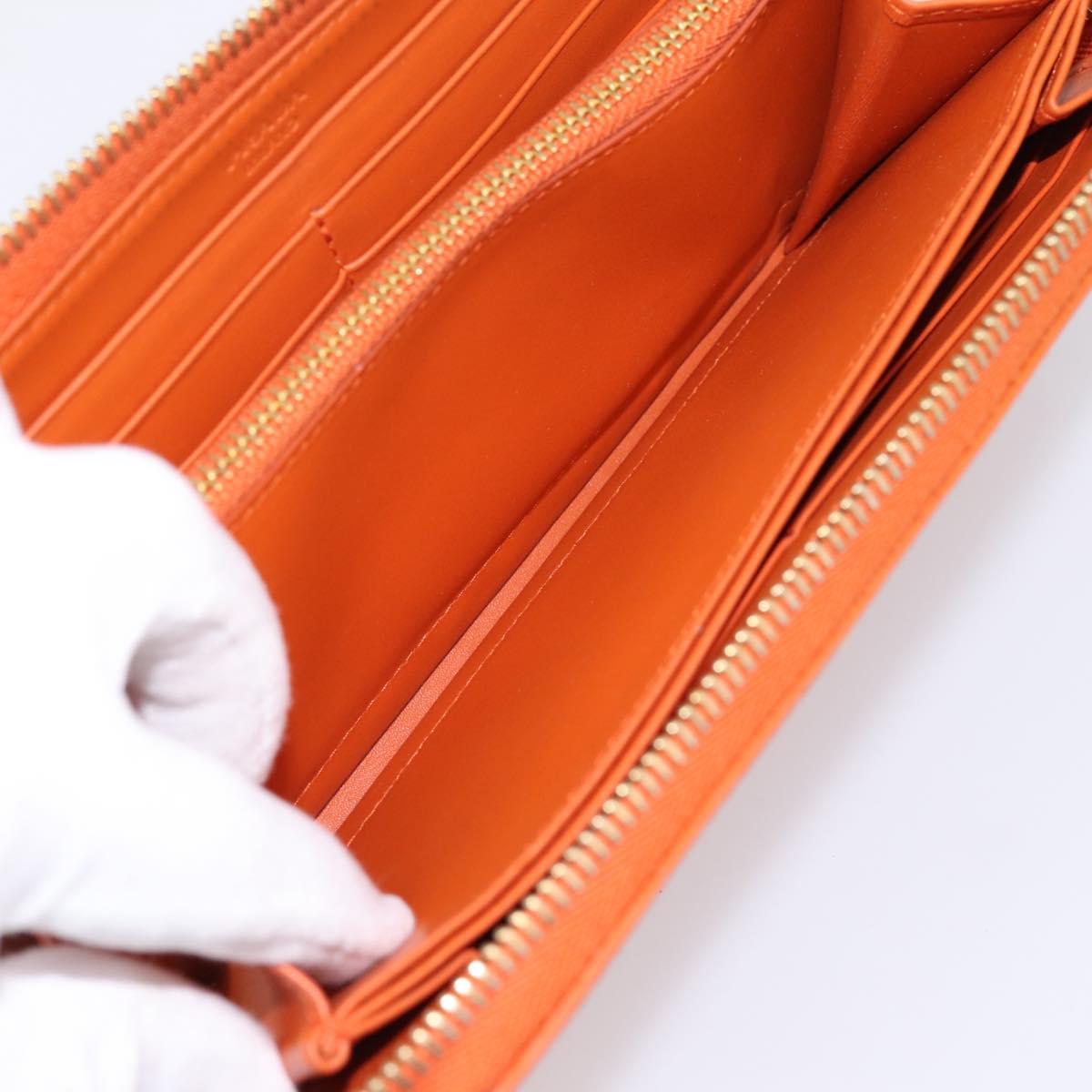 PRADA Long Wallet Leather Orange Gold Auth 198764A