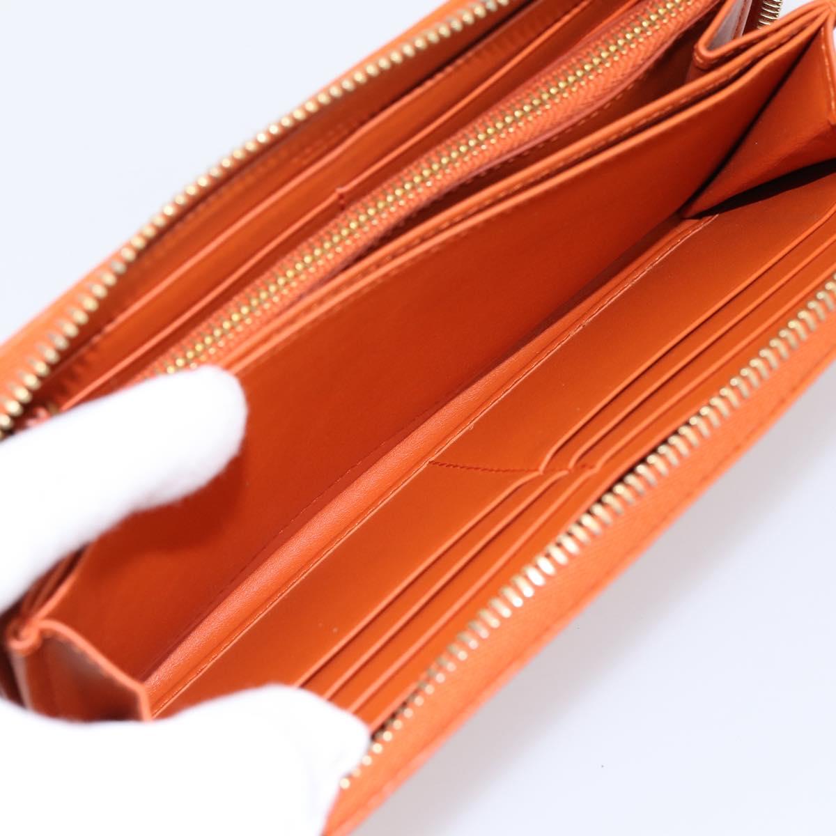 PRADA Long Wallet Leather Orange Gold Auth 198764A