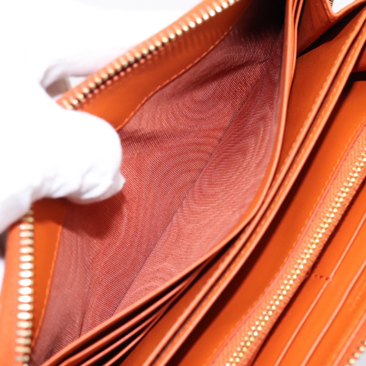 PRADA Long Wallet Leather Orange Gold Auth 198764A
