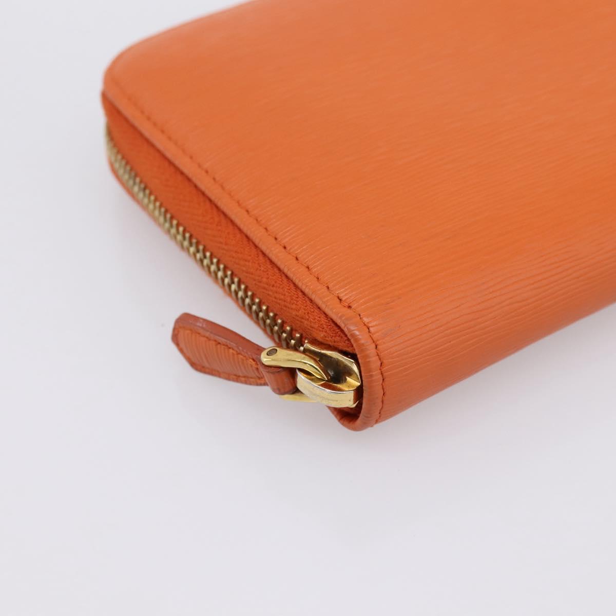 PRADA Long Wallet Leather Orange Gold Auth 198764A