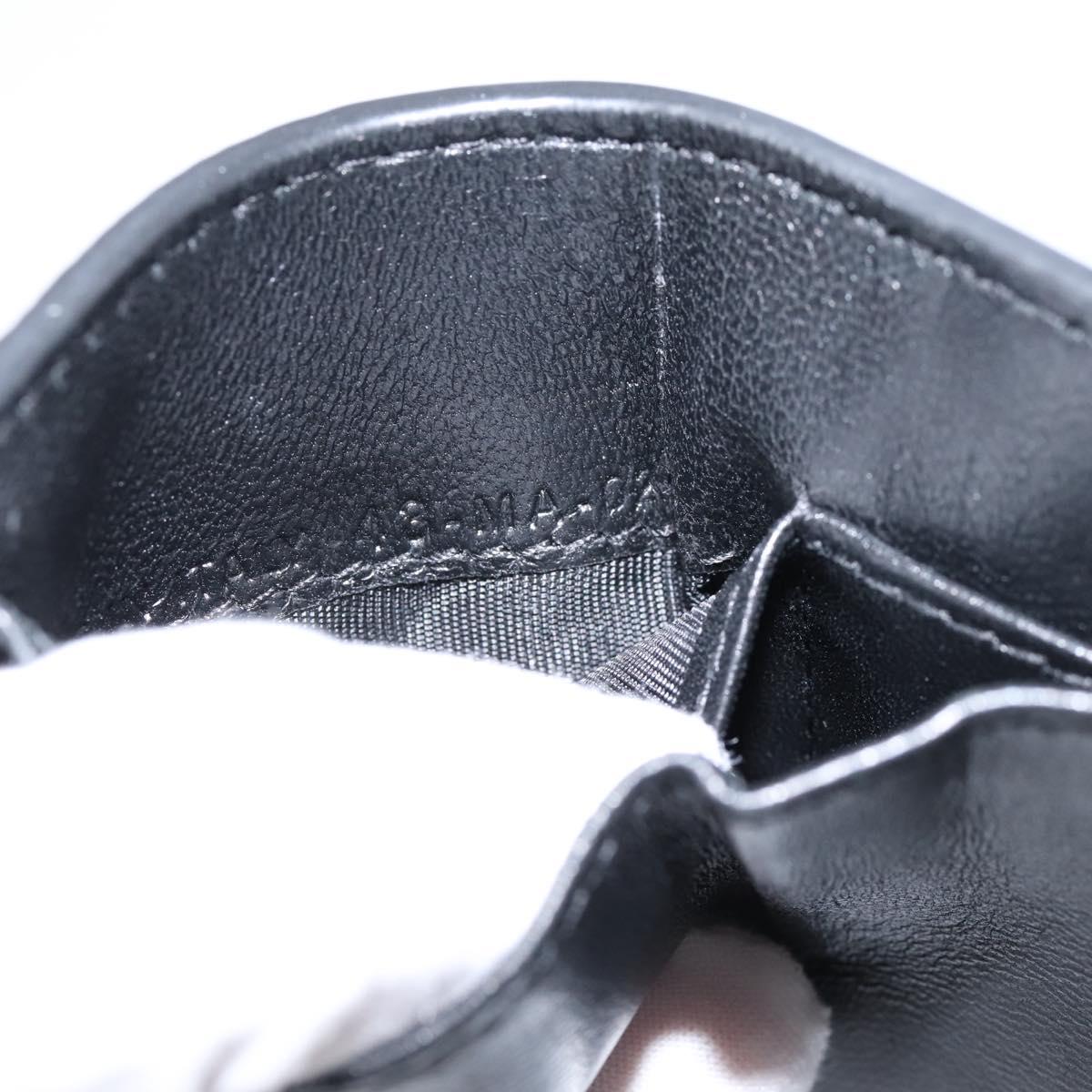 Christian Dior Compact Wallet Leather Black Gold Auth 198767A