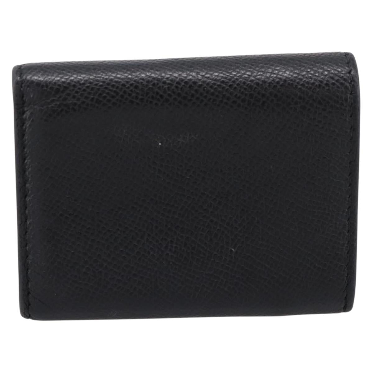 Christian Dior Compact Wallet Leather Black Gold Auth 198767A