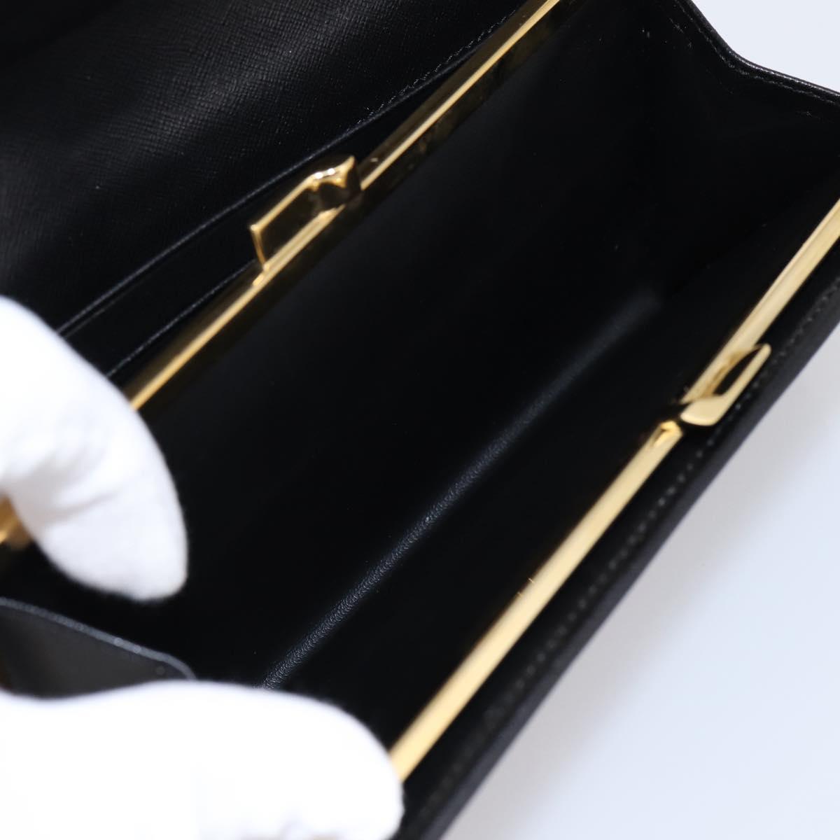 CELINE Macadam Canvas Long Wallet PVC Leather Gold Black Auth 198768V