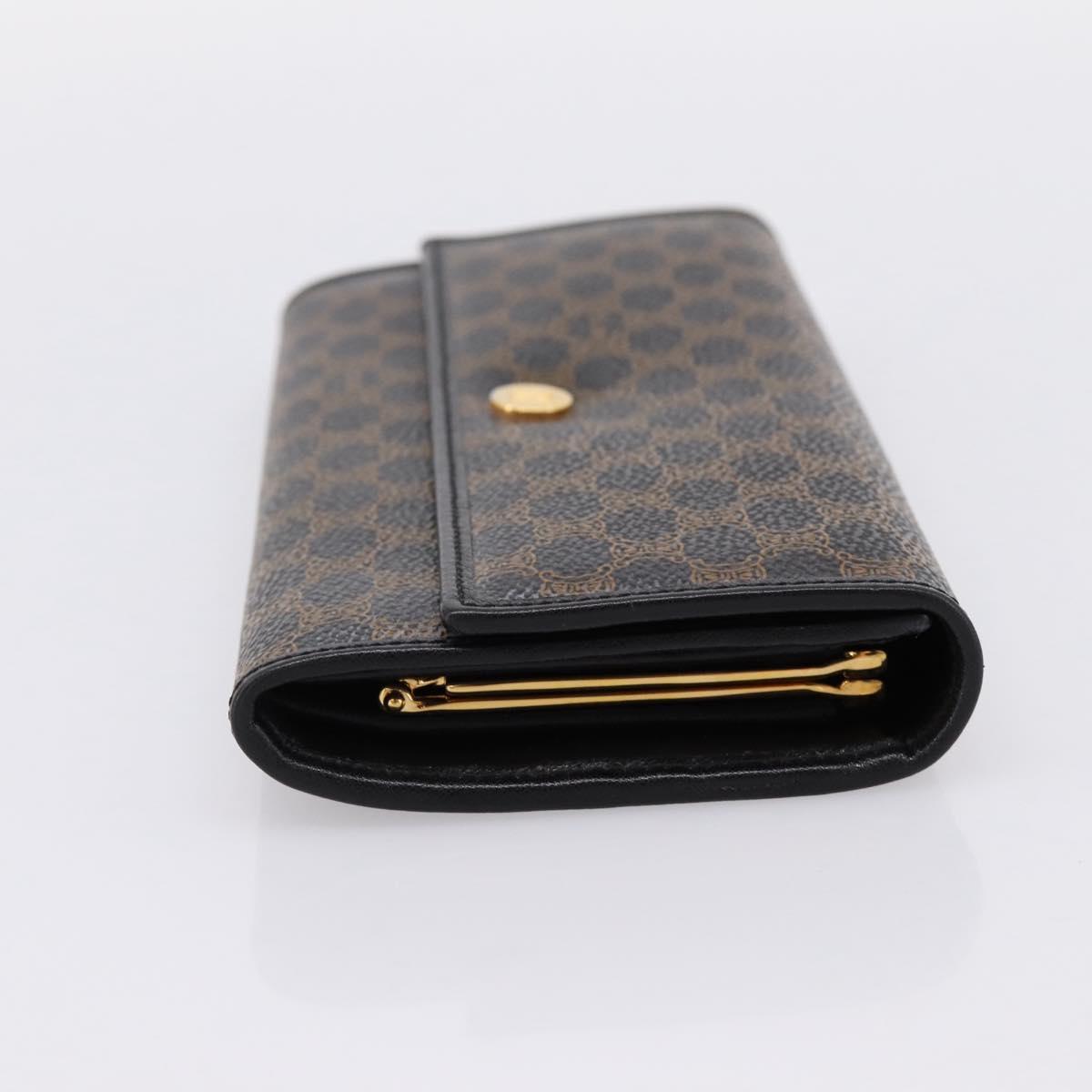 CELINE Macadam Canvas Long Wallet PVC Leather Gold Black Auth 198768V