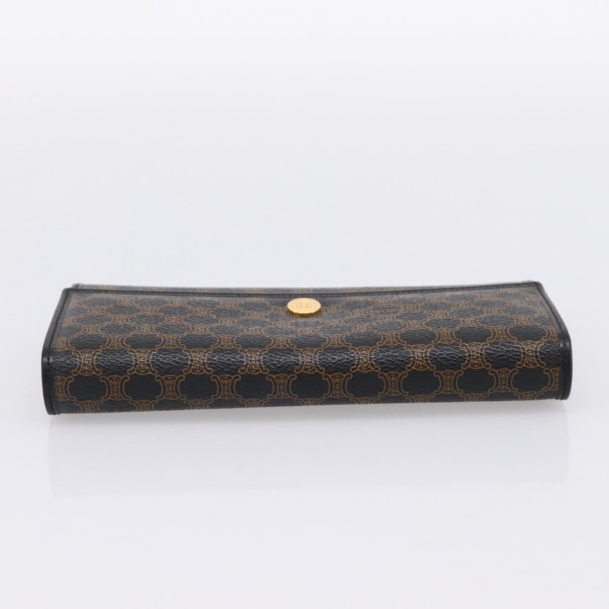 CELINE Macadam Canvas Long Wallet PVC Leather Gold Black Auth 198768V